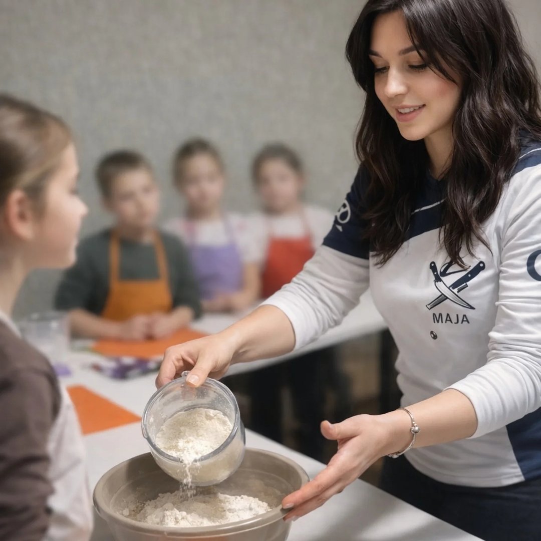 Maja Šakota s djecom u MiniChef Studiju